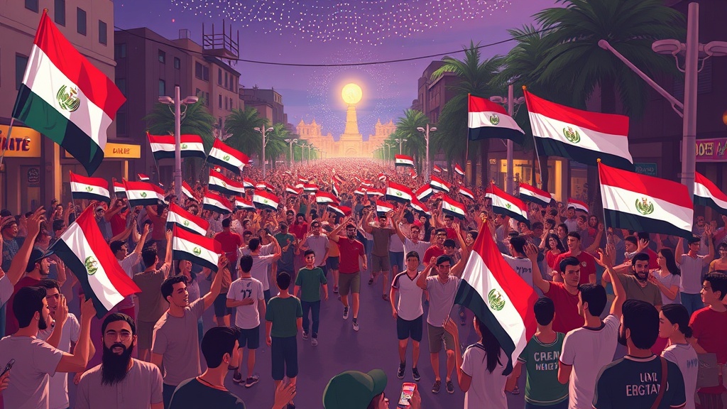 جماهير شبين الكوم تحتفل بتأهل منتخب مصر إلى دور الـ32 من كأس العالم 2026