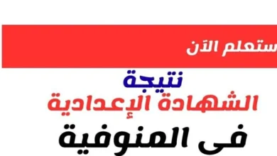 نتيجة الشهادة الإعدادية في محافظة المنوفية 2026 بنسبة نجاح 69.87%.. استعلم بالإسم ورقم الجلوس