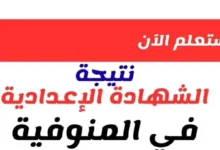 نتيجة الشهادة الإعدادية في المنوفية 2026 بنسبة نجاح 69.87% وتوزيع الدرجات