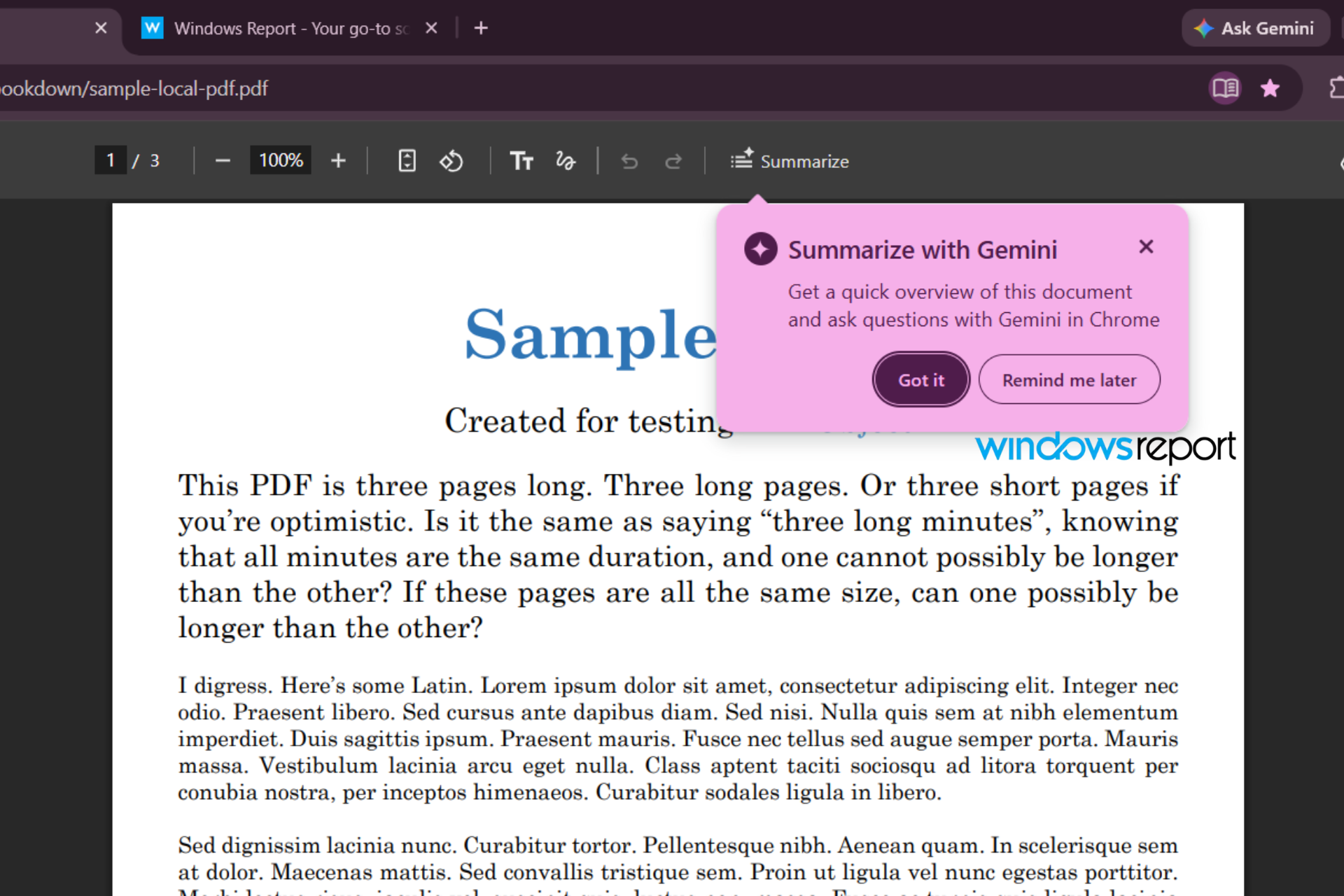 Chrome Beta يضيف زر تلخيص لملفات PDF باستخدام Gemini داخل عارض PDF المدمج