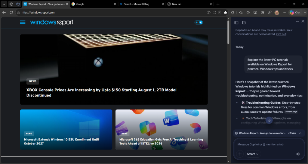 مايكروسوفت تختبر مقترحات Copilot السياقية في Edge Canary أثناء تحميل الصفحات