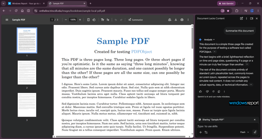 Chrome Beta يضيف زر تلخيص لملفات PDF باستخدام Gemini داخل عارض PDF المدمج