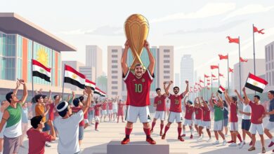 كاريكاتير يبرز احتفالات منتخب مصر في العلمين الجديدة بعد بلوغه الأدوار الإقصائية لكأس العالم 2026