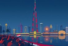 برج خليفة يضاء بالعلم المصري احتفالًا بتأهل منتخب مصر لدور الـ16 في كأس العالم 2026