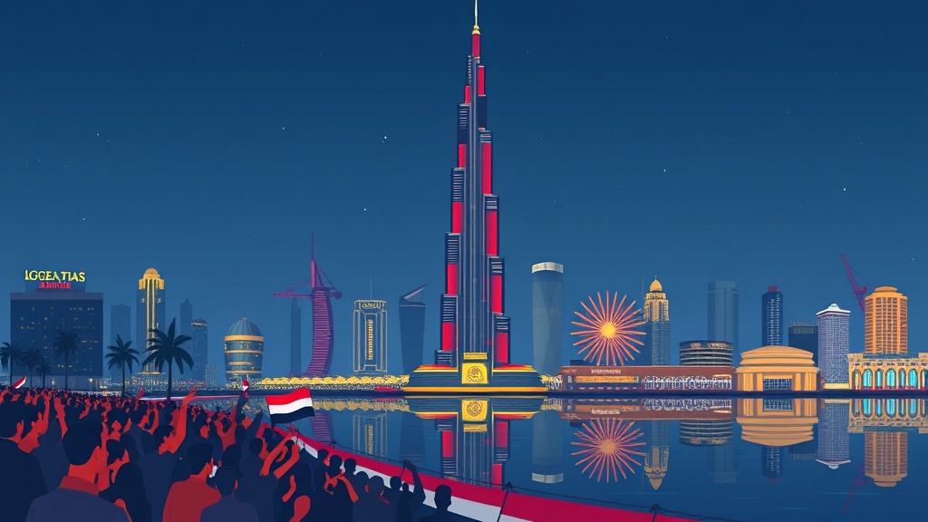 برج خليفة يضاء بالعلم المصري احتفالًا بتأهل منتخب مصر لدور الـ16 في كأس العالم 2026
