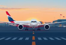 مصر للطيران تقلع من القاهرة إلى أتلانتا بطائرة بوينج B789 Dreamliner لإعادة منتخب الفراعنة من مونديال 2026 MS3009/10