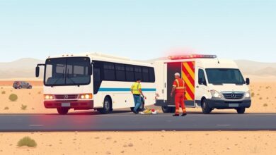 32 مصاباً بينهم 27 تركياً ومواطن أذربيجاني في حادث تصادم أتوبيس وسيارة نقل بجنوب سيناء