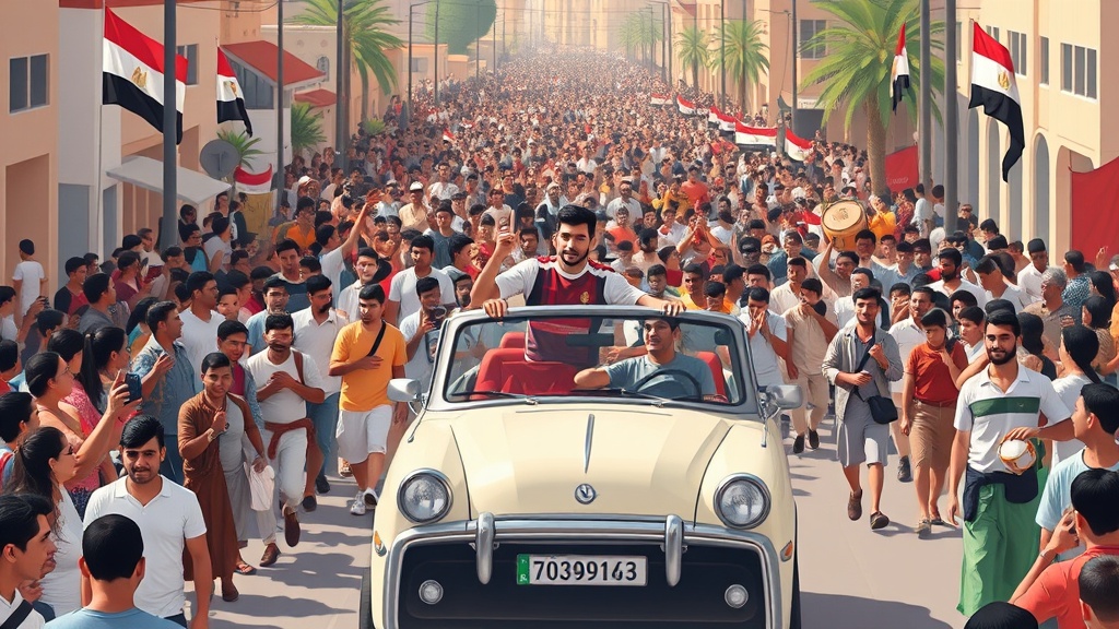 جمهور شعبي يستقبل محمود صابر، ابن قرية الصافية، في كفر الشيخ بمزمار وطبل