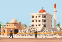 انهيار منزل ثلاثي الطوابق فوق مسجد في قرية جصفا بالدقهلية بعد صلاة الجمعة