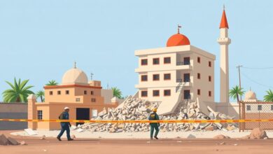 انهيار منزل ثلاثي الطوابق فوق مسجد في قرية جصفا بالدقهلية بعد صلاة الجمعة