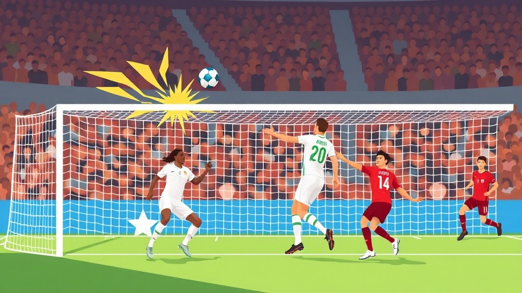 المنتخب الاسترالى يهدد الفراعنة بكرة فى العارضة بالدقيقة 5