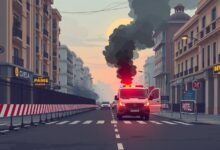 انفجار عبوات ناسفة قرب فندق إقامة ماكرون في دمشق خلال زيارته لسوريا