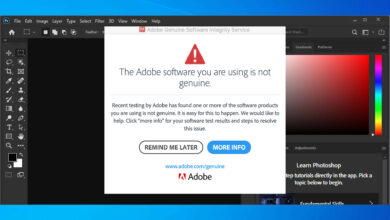 إصلاح خطأ “التطبيق غير أصلي من Adobe” عبر تعطيل خدمة Adobe Genuine Software Integrity وخيارات أمان أخرى