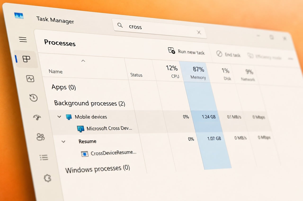 خلل في Windows 11 يسبب تسرب ذاكرة في Phone Link وتزايد استهلاك Cross Device Service لعشرات الجيجابايت من RAM