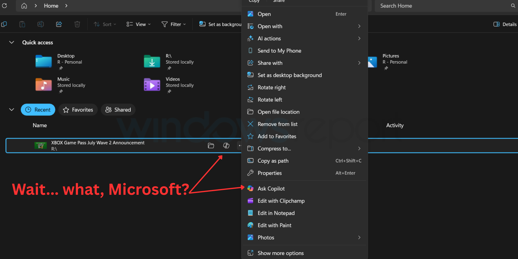 مايكروسوفت تعيّـد خيار "Ask Copilot About This File" إلى مستكشف الملفات وتصفه بأنه عديم الفائدة تماماً