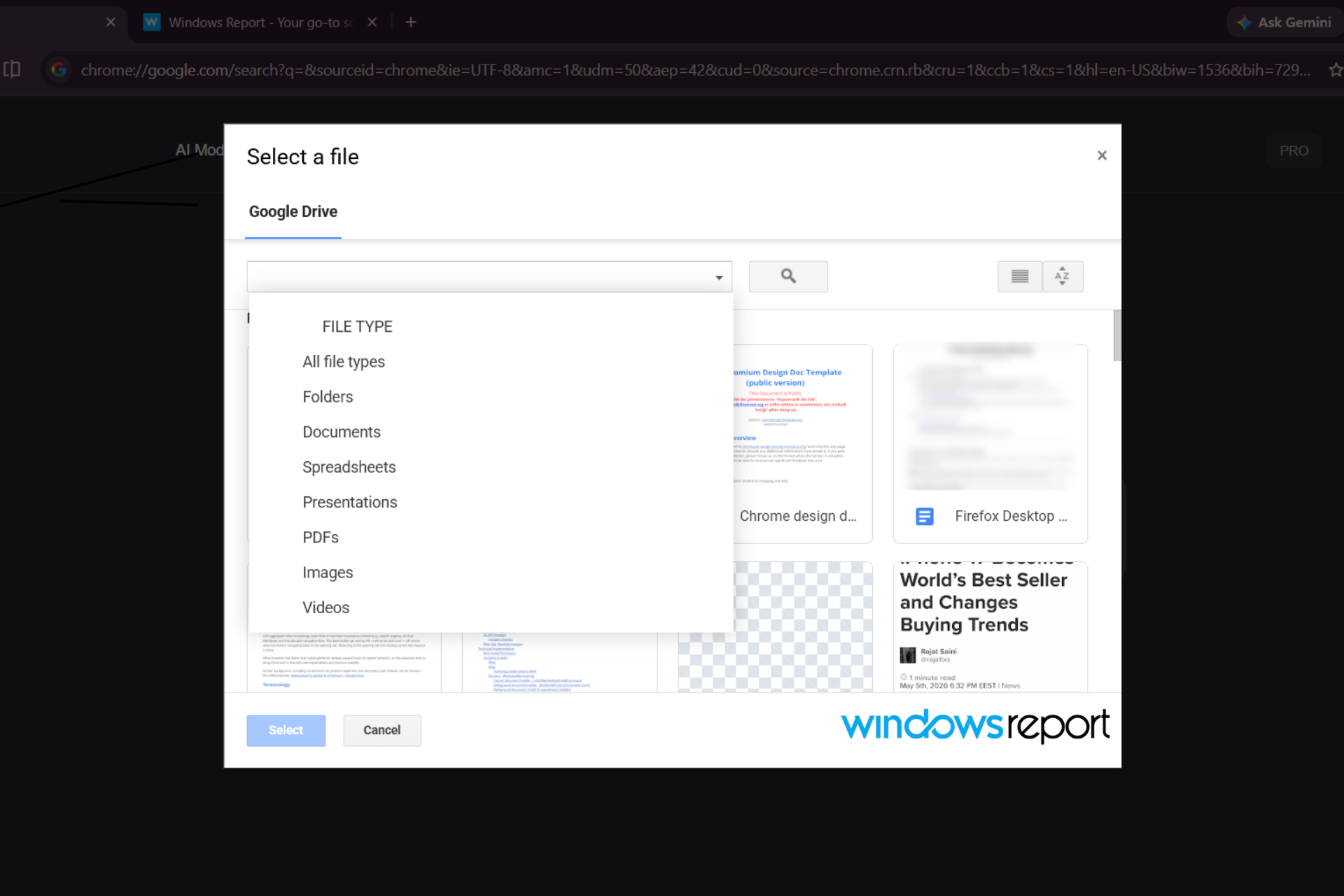 وضع الذكاء الاصطناعي في Chrome Canary يفتح محدد Google Drive للبحث والتصفية وإرفاق ملفات متعددة