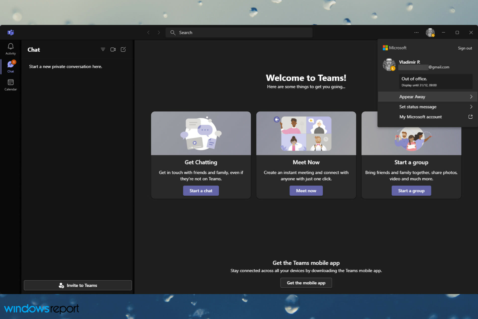 إزالة حالة خارج المكتب من Microsoft Teams