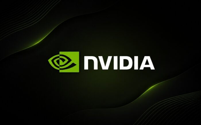 NVIDIA logo on black background with subtle green neon lights