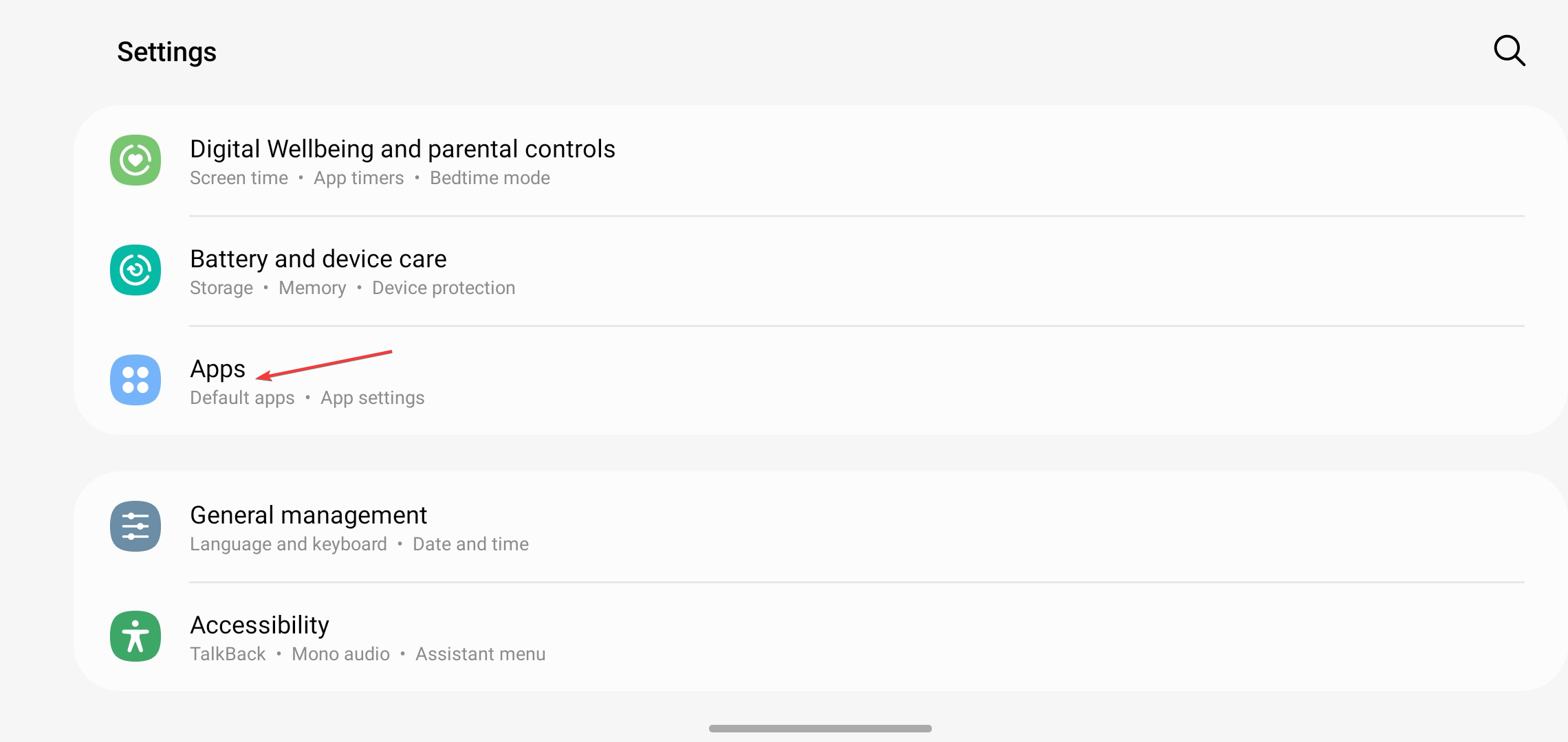 apps on settings
