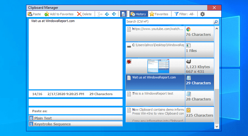 Comfort Clipboard Pro interface
