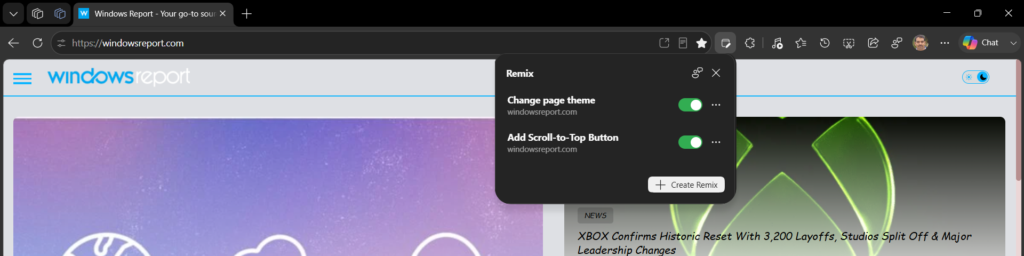 Edge يختبر Web Remix باستخدام Copilot لتخصيص صفحات الويب