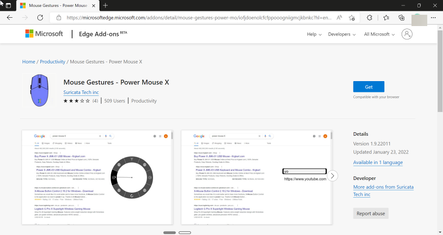 mouse gestures edge addon