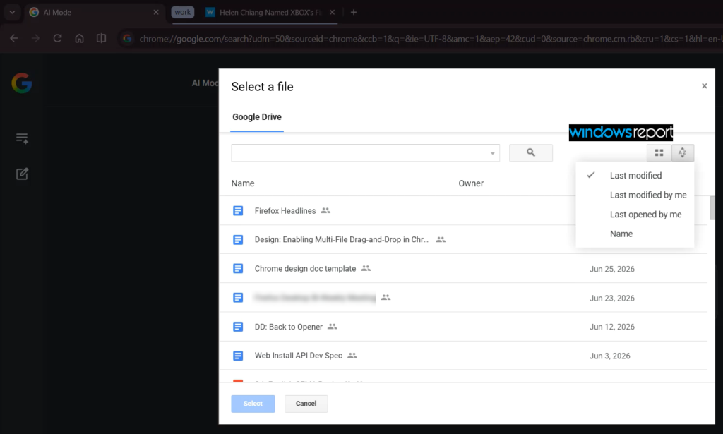 وضع الذكاء الاصطناعي في Chrome Canary يفتح محدد Google Drive للبحث والتصفية وإرفاق ملفات متعددة