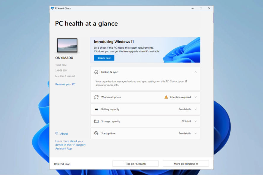 تطبيق PC Health Check: فحص توافق جهازك مع Windows 11 وإدارة معلومات العتاد والآداء