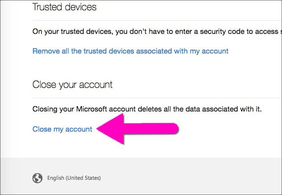 delete outlook account link