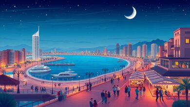 العلمين الجديدة ليلاً: وجهة حيوية تجمع شواطئ ومعالم وفقرات ترفيهية وثقافية في الساحل والصحراء